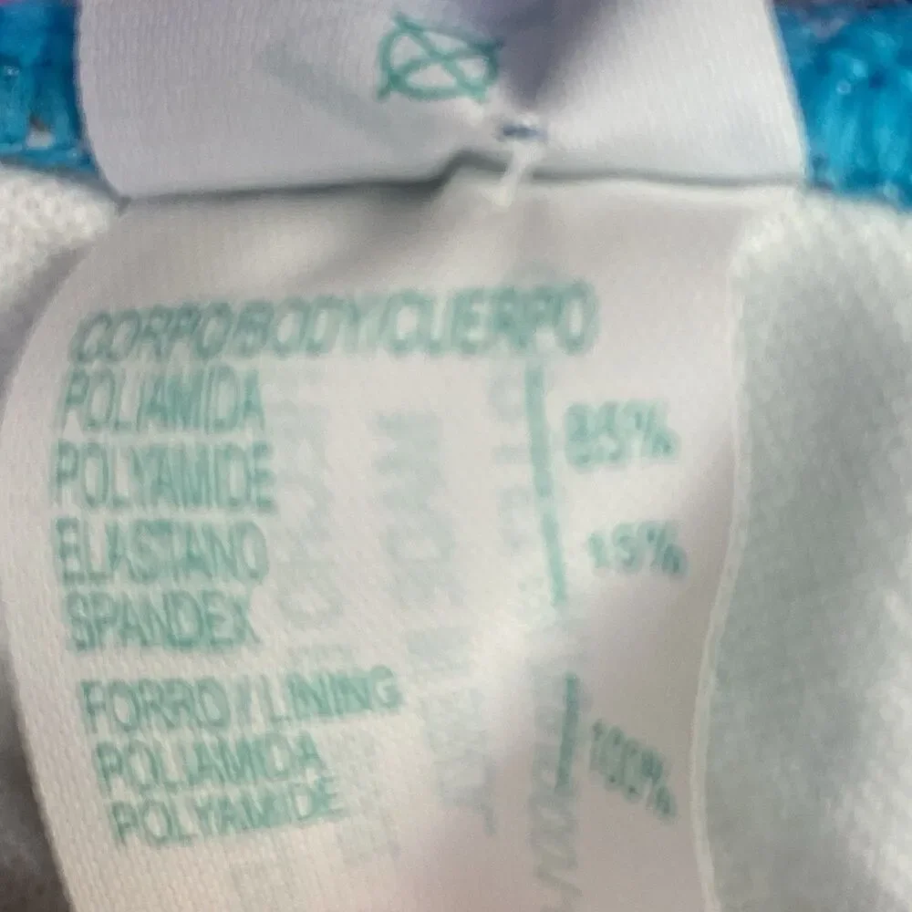 AGUA DOCE Brazilian 2-pc Bikini Size Large Blue Flowers Lace Trim Hip Tie